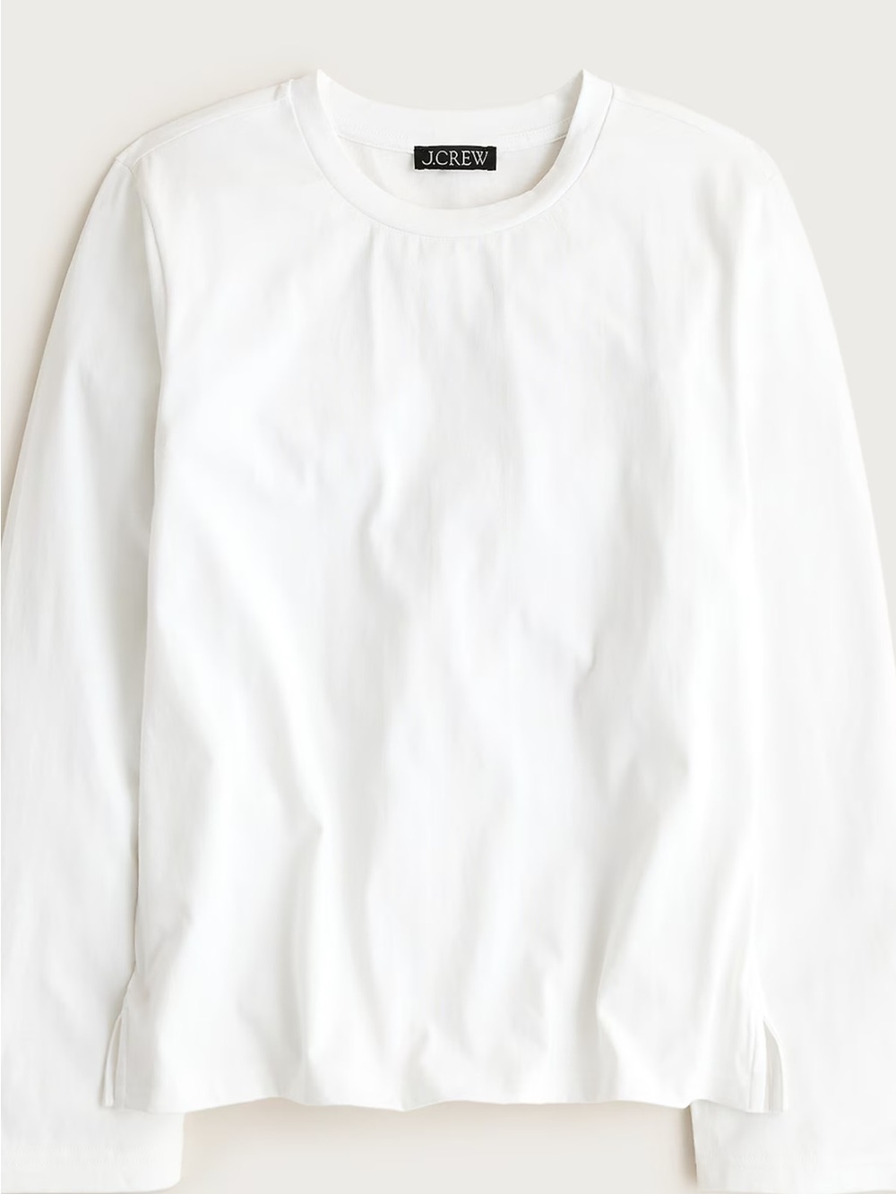 J. Crew Boyfriend Jersey Relaxed White Long Sleeve Crewneck Tee CR640 Small